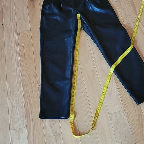 Babaton Aritzia black faux leather pleated pants